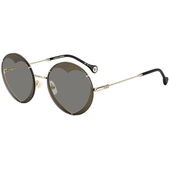 Carolina Herrera Round Heart Shape Sunglasses Gold Bick - Picture 1 of 9